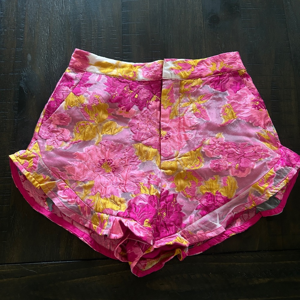 Showpo Floral High Waist Shorts in Pink and Yellow